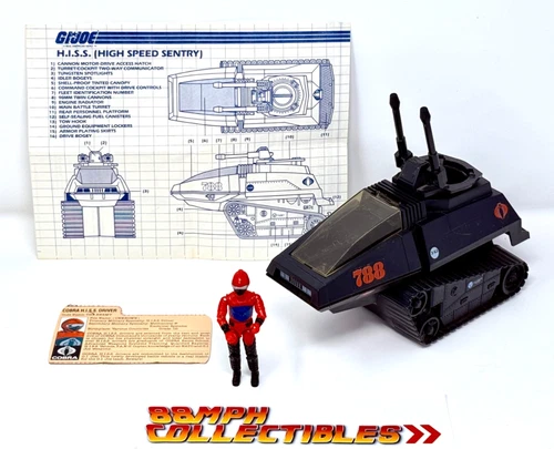 Very Nice 100% Complete 1983 GI JOE Cobra HISS H.I.S.S. + Driver, CARD BLUEPRINT