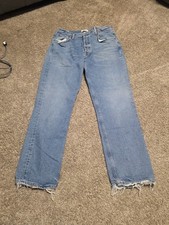 Agolde Jeans Womens 31 Long Blue Riley Straight High Rise Light Wash Button Fly