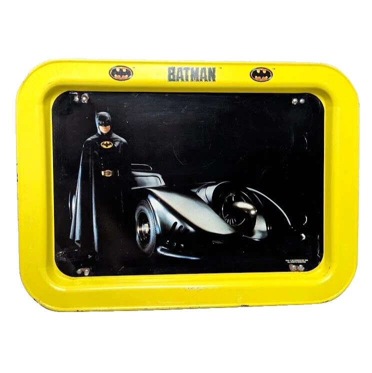 Bandeja de TV Snack & Play Batman y Batimóvil de Colección DC Comics 1989 Amarilla con PIERNAS Foto 3 de 4