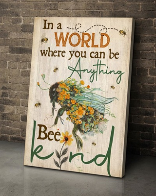 #ad Bee Kind Flowers Bee For Family Friends Personalized Canvas Poster Custom De... $18.92