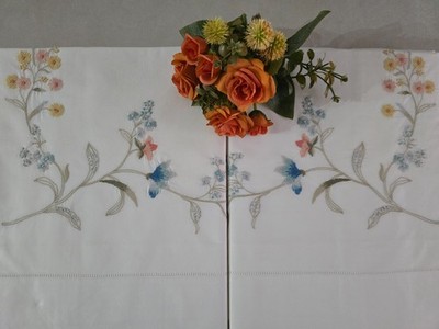 Pure Cotton Percale Embroidery Full Dot Embroidered Sheet Set