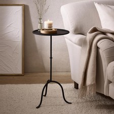 The White Company Marton Black Iron Metal Side Table Contemporary Handcrafted.