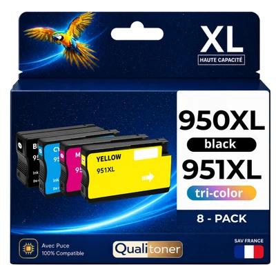 Pack 8 Cartouche 951XL HP Couleurs Haute capacité puce 26 ml - Photo 1/4