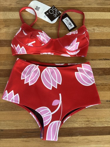 Cynthia Rowley Tulip Printed Scuba Neoprene 2 Piece Bikini High Waist XS 0 2