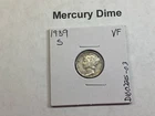 1939 S Mercury 90% Dime in Very Fine Condition from San Francisco Mint 10072503d