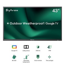 SYLVOX 43In Outdoor Google TV 4K UHD IP55 Weatherproof Television For Outside