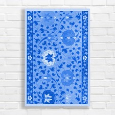 Elegant Floral Tapestry Blue Canvas Print Large Picture Wall Art