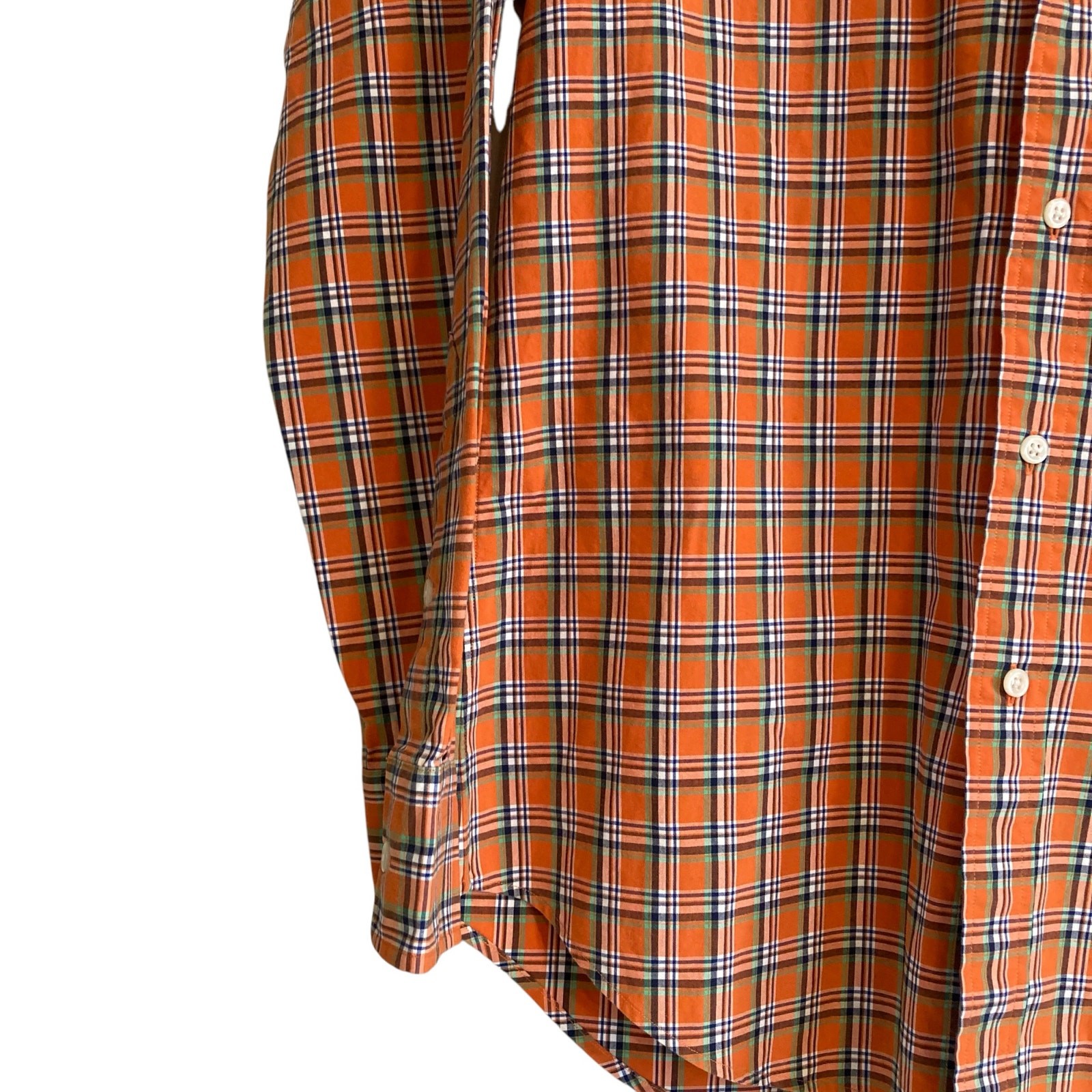 Vintage Polo Ralph Lauren Orange Green Plaid Estate Sport Preppy Shirt Sz Small thumbnail 8