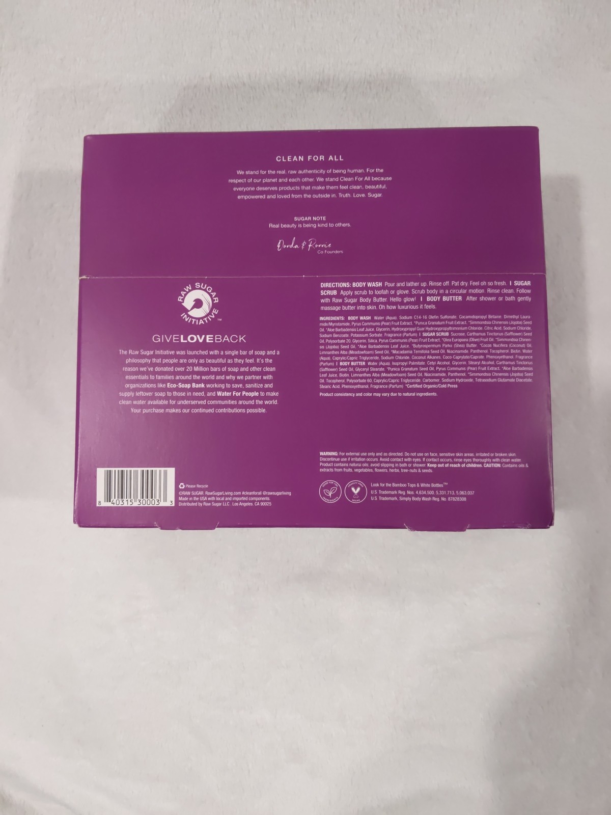 Raw Sugar Raw Ritual Kit Sugar Scrub Body Butter & Body Wash Pomegranate & Pear