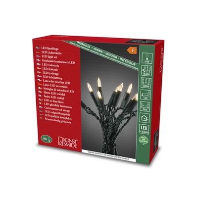 LED Mini String Lights, One String, 100 Warm White Diodes, 230V, Indoor, Green...