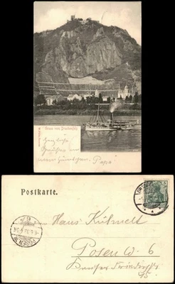 Ansichtskarte Königswinter Drachenfels Rhein Dampfer 1903   gel  nach POSEN - Bild 1 von 3