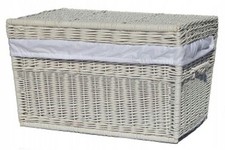 Wicker Chest Trunk Storage Basket Liner Laundry Toys Clothes Home Decor White