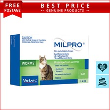 MILPRO Allwormer for Cats Over 2 Kg 2 Tablets Worms and Heartworm Prevention