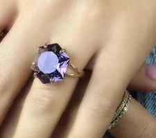Hexagon Amethyst Ring  925 Sterling Silver Ring -14k Gold Filled Ring,