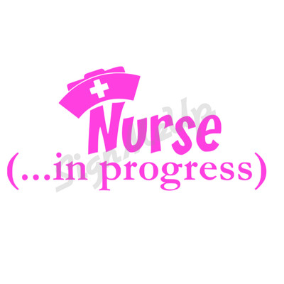 Nurse In Progress 7''x3.5'' Cute Vinyl Window Sticker RN Med School Decal for Car 