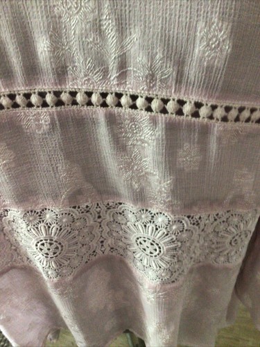 women Lg, lilac pink flowery boho long sleeve, lt weight, lined top by One World - Picture 4 of 5