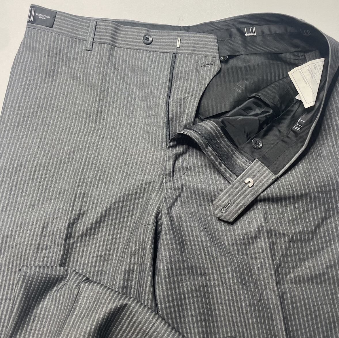 Vintage Dunhill Trousers Size 40 US 36 Gray Silver Pinstripe
