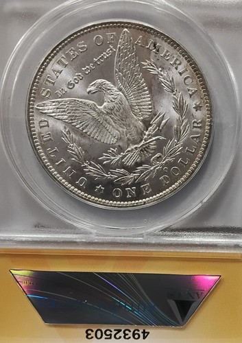 Dólar de plata O Morgan 1885 tono arco iris ANACS MS63 brillante arco color neón - Imagen 5 de 5
