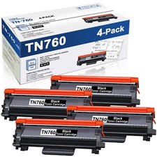 4 Pack TN760 TN 760 Toner Cartridge Replacement for Brother TN-760 HL-L2390DW