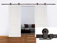 12ft Dark Coffee Barn Sliding Door Hardware Set W/ 2 X 30 Wide White Door Plank on sale 12ft Dark Coffee Barn Sliding Door Hardware Set W/ 2 X 30 Wide White Door Plank on sale