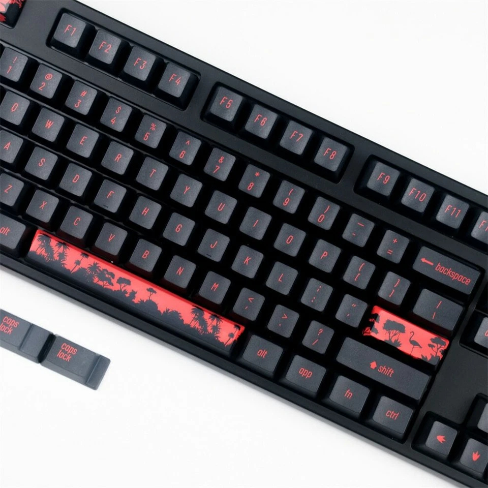 Black & Pink Flamingo Theme Keycap Set For Mechanical Gaming Keyboard Key Caps - Image 3 of 4