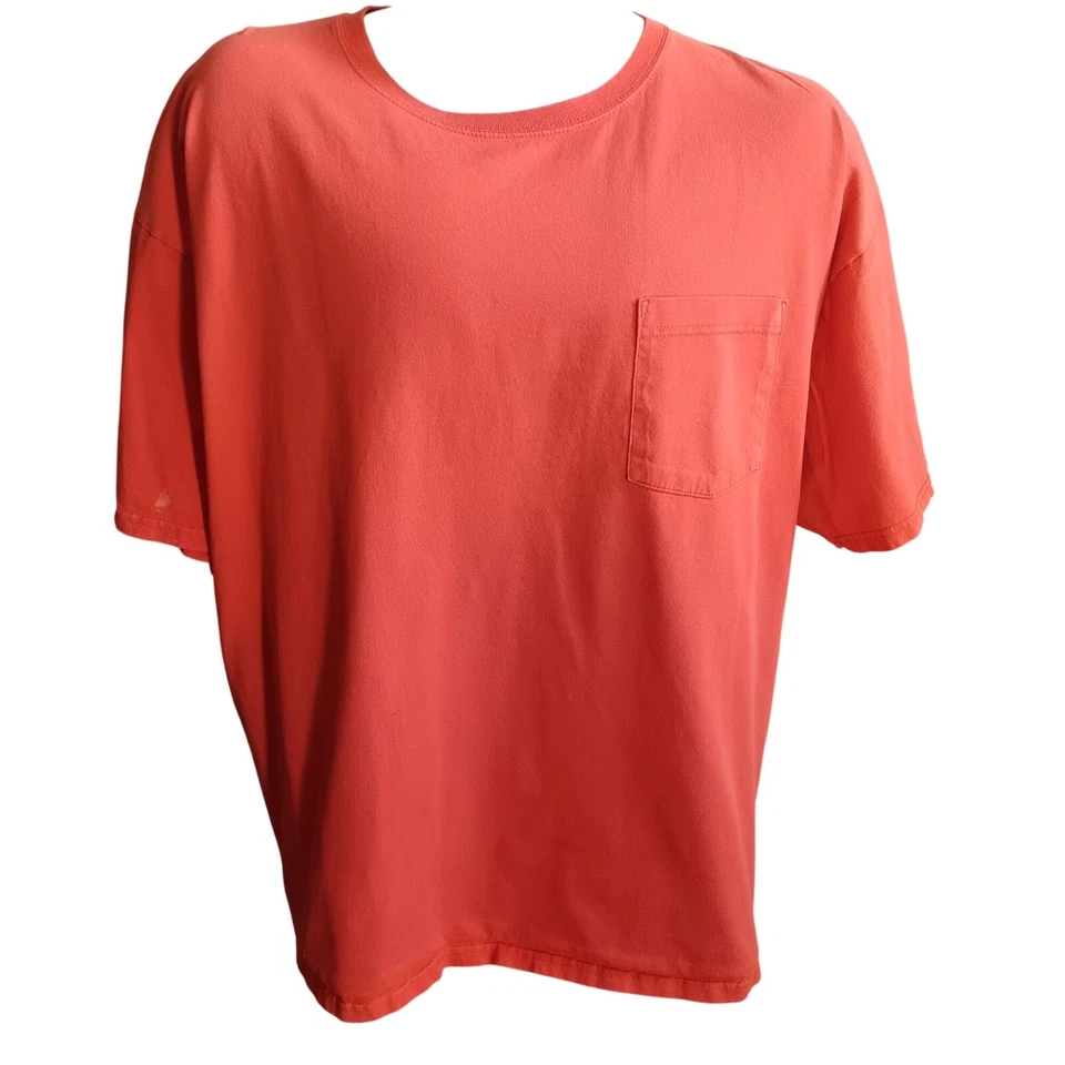 Camiseta 2XL Vintage Años 90 Yunque Coral Rosa Bolsillo Blanqueador Manchas Grunge Patinador Foto 2 de 4