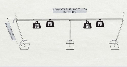 DOUBLE CROSSBAR ADJUSTABLE QUICK BACKDROP KIT 10FT x 20FT PIPE WITHOUT DRAPE - Picture 14 of 14