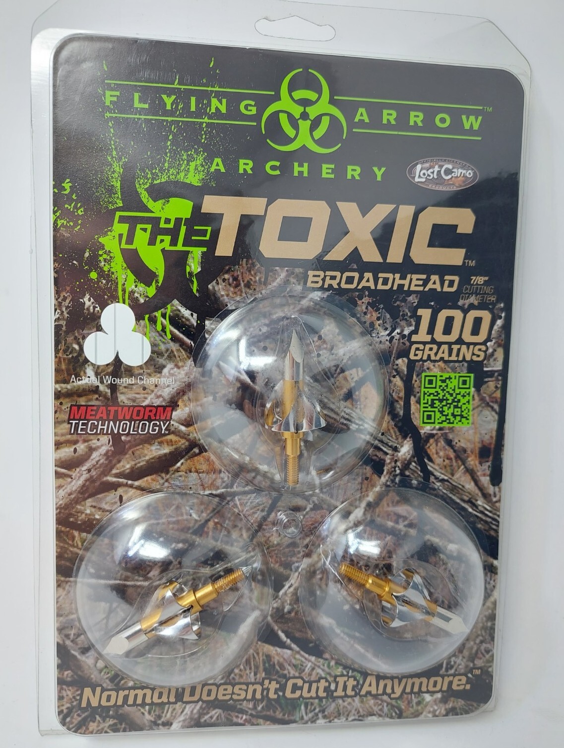 Flying Arrow Archery The Toxic Broadhead 100 Grain 7/8" Cut 3 Pack