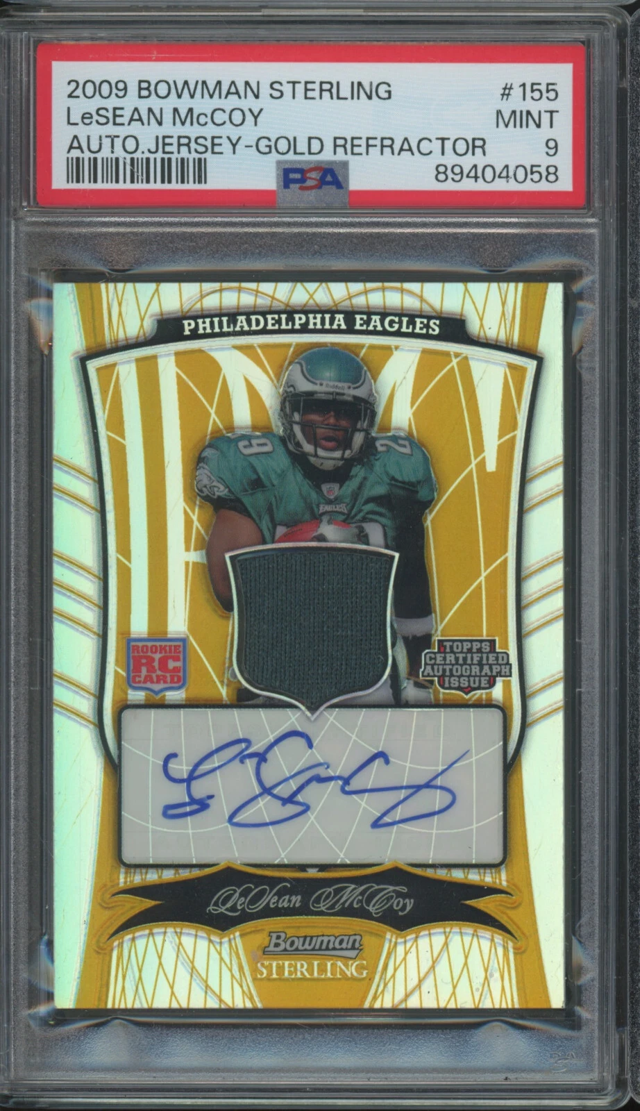 LeSean McCoy Bowman Sterling #155 Autograph Jersey-Gold Refractor