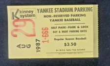 Pass de stationnement Yankee Stadium 1987 NY