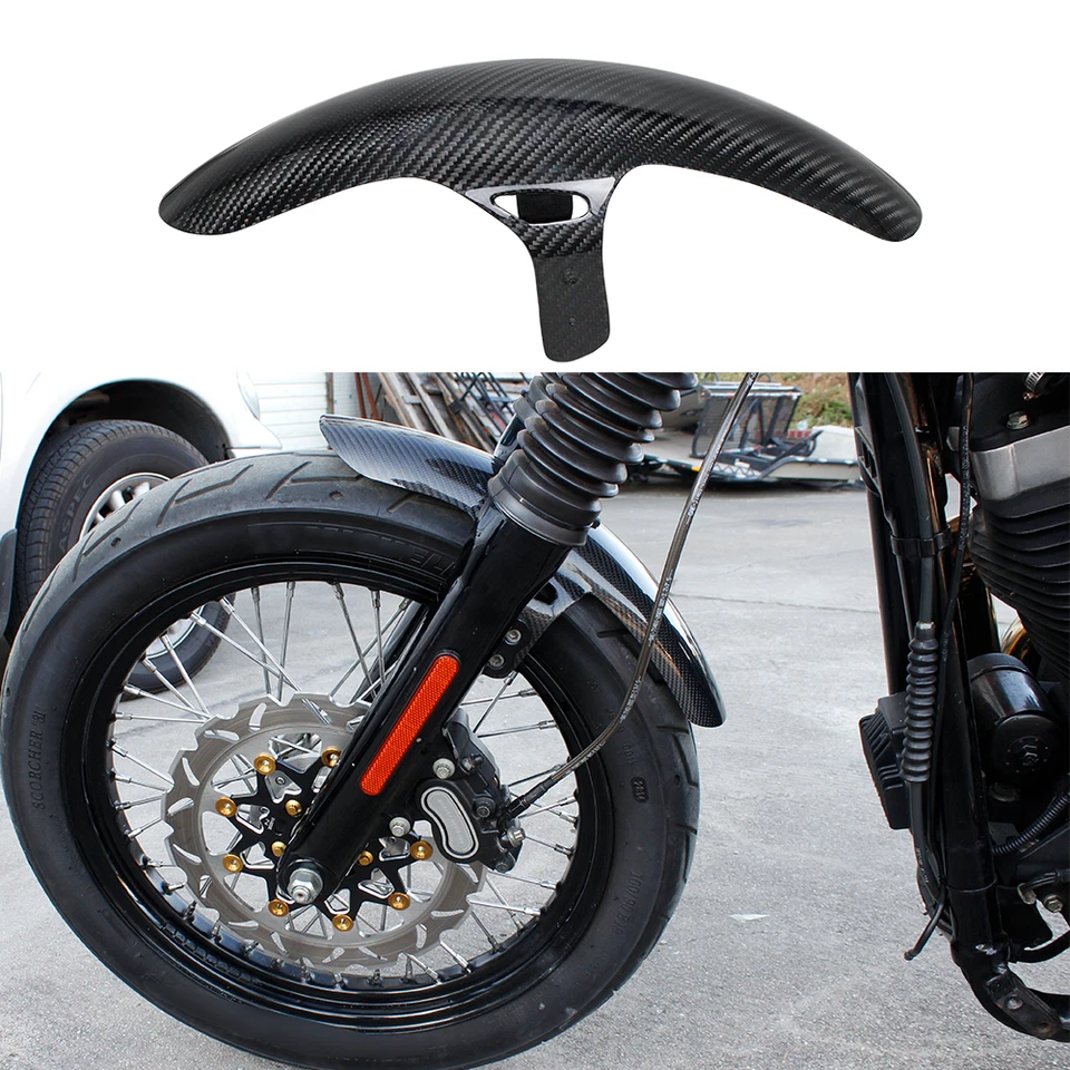 Carbon Fiber Front Fender for Harley Dyna Street Bob Super Glide Low Rider FXDL Foto 2 de 4