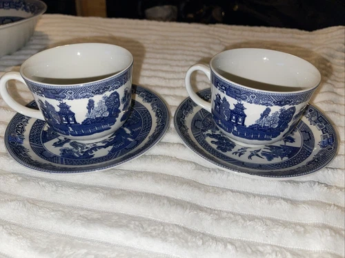 Blue Willow Johnson Brothers England Tea Cup And Saucer Set Of 2 new