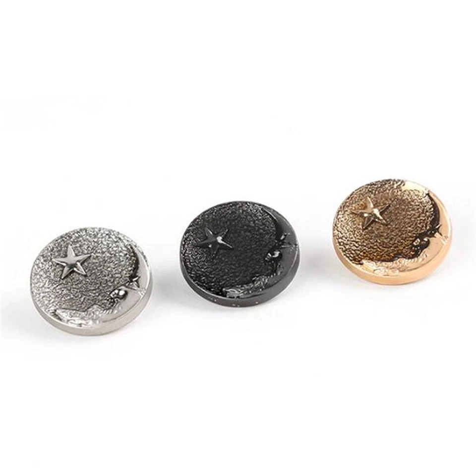 10X Metall Schaft Knöpfe Mond Stern Muster Zum Selbermachen Anzug Mantel 20mm - Bild 2 von 4