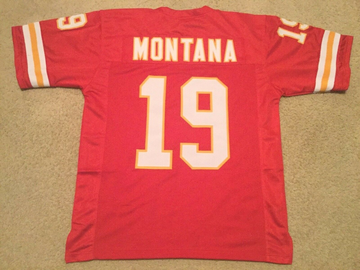 UNSIGNED CUSTOM Sewn Stitched Joe Montana Red #19 Jersey - M, L