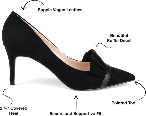 Journee Collection Marek Women's Ruffle Dress Pump Black Faux Suede Size 7.5 M - Picture 6 of 6