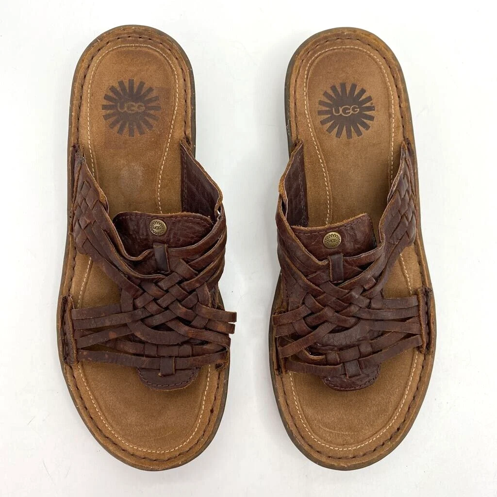 Sandali da pescatore UGG Australia donna Keala marrone tessuto cesto slip on pelle 8