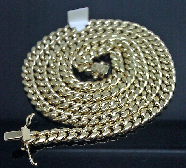 Real 10k Yellow Gold 8mm Miami Cuban Chain Box Lock 34 inch Strong link