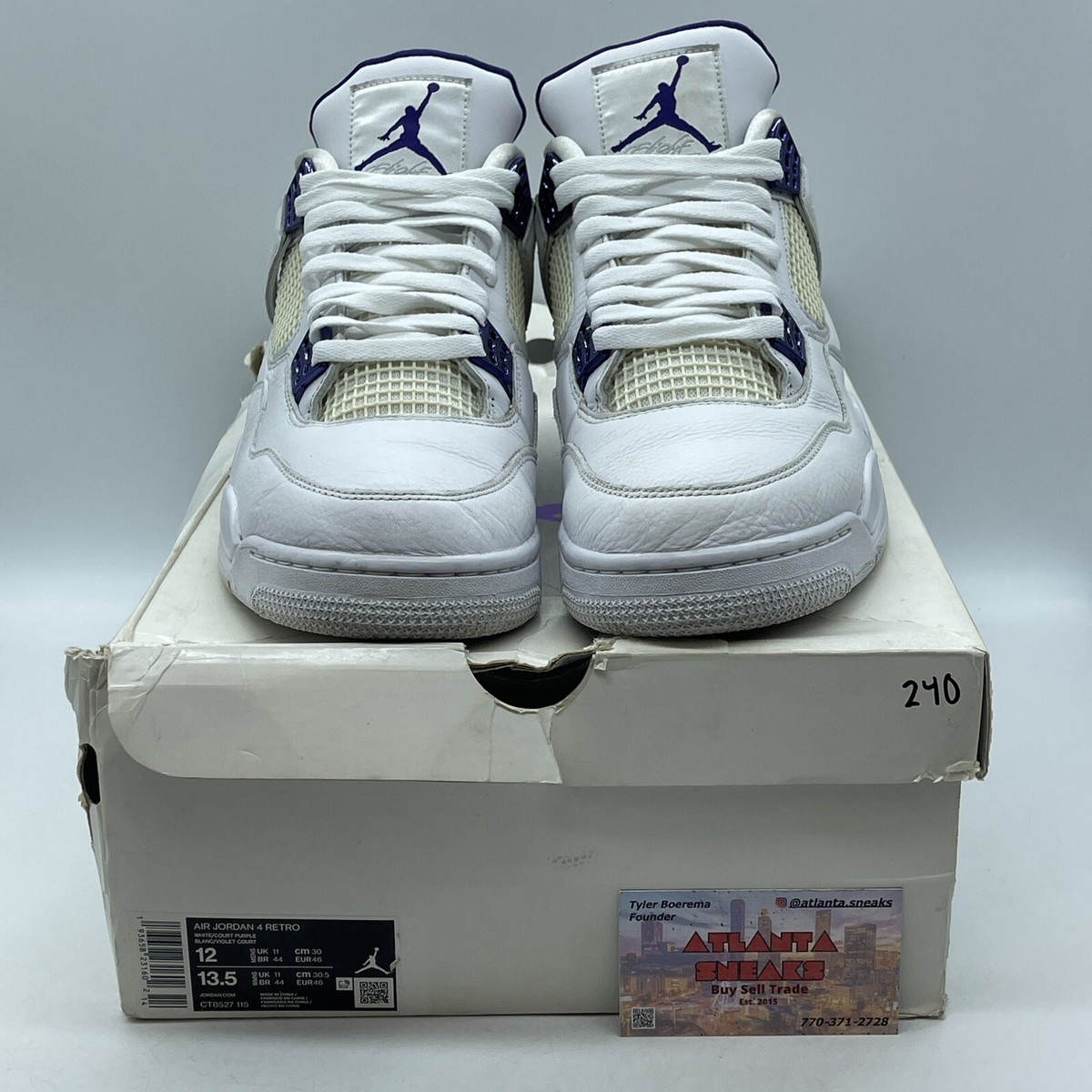 Size 12 - Jordan 4 Retro Mid Purple Metallic White Leather