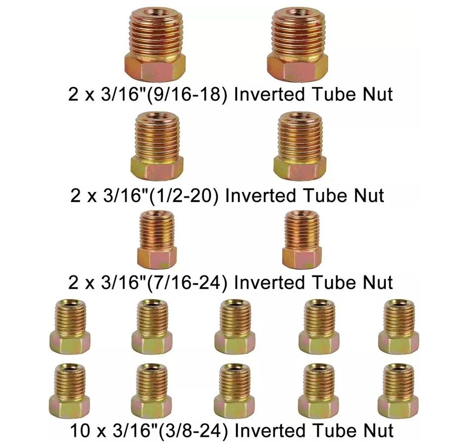 2X 50 Ft 3/16 1/4 Copper Iron Brake Line Tubing Kit 32 Fittings For Transmission - Image 4 of 4