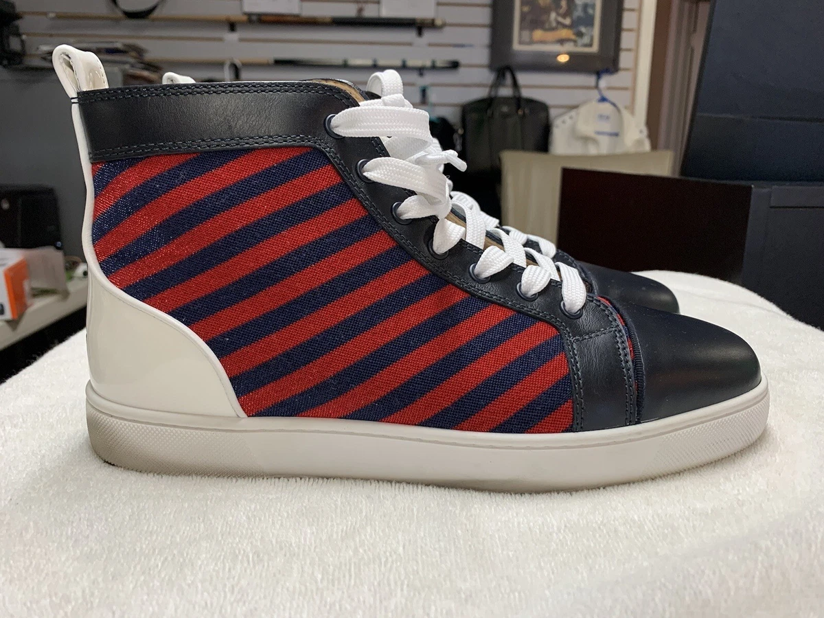 Blue red cheap bottom sneakers