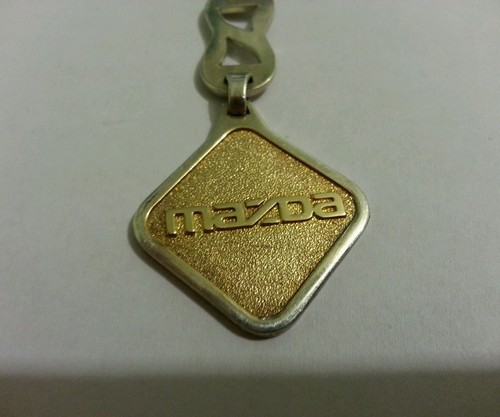 Vtg Sterling 950 And Gold 585 Key Chain Mazda car mono A K rare, 22.6 gr 4" - Picture 6 of 11