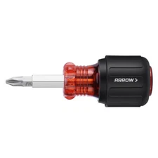 ARROW 5-in1 Stubby Screwdriver Multi-Bit Screwdriver Nut Driver Phillips Slotted