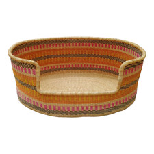 Dog Bed Basket, Woven Rattan Dog/Cat Bed,Puppy Bed 24x15 inches,Handmade Pet Bed