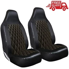 For FORD FOCUS - Premium PVC Black Quilted Car Front Seat Covers