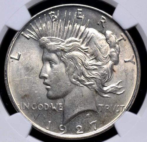 1927 D PEACE DOLLAR NGC MS 62 FROSTY WHITE SATIN LUSTER OVER WELL STRUCK AND