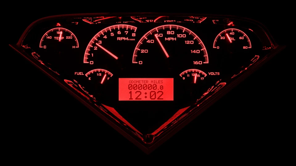 Medidores analógicos para camioneta Chevy Dakota Digital 1955-59 negro rojo VHX-55C-PU-K-R Foto 2 de 4