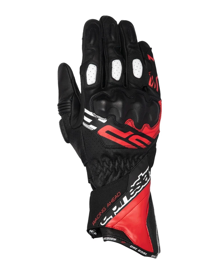 Guanti Moto Pelle Alpinestars SP-3 Black Bright Red White Tg L Uomo Sport Racing - Immagine 2 di 4