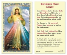 Divine Mercy of Jesus Chaplet Prayer Holy Card - 25/pack NEW Laminated