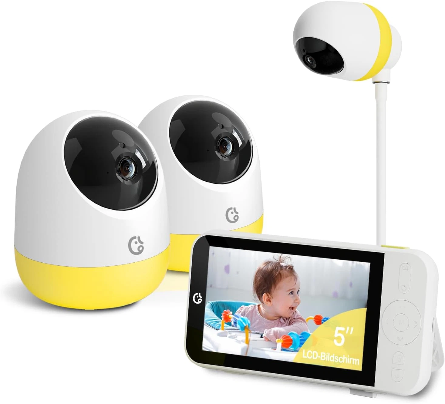 Ellie Pro Baby Monitor with 2 Cameras,5'' IPS 2K UHD Resolution,6000Mah Battery,