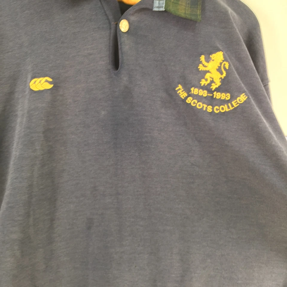 Canterbury Vintage 1993 Scots College Rugby Polo Talla M Azul Marino 122888 Foto 4 de 4